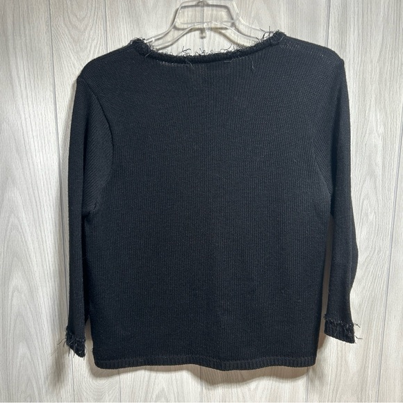Fioreblu Black Frayed Fringe Sweater Size XL - Picture 5 of 10